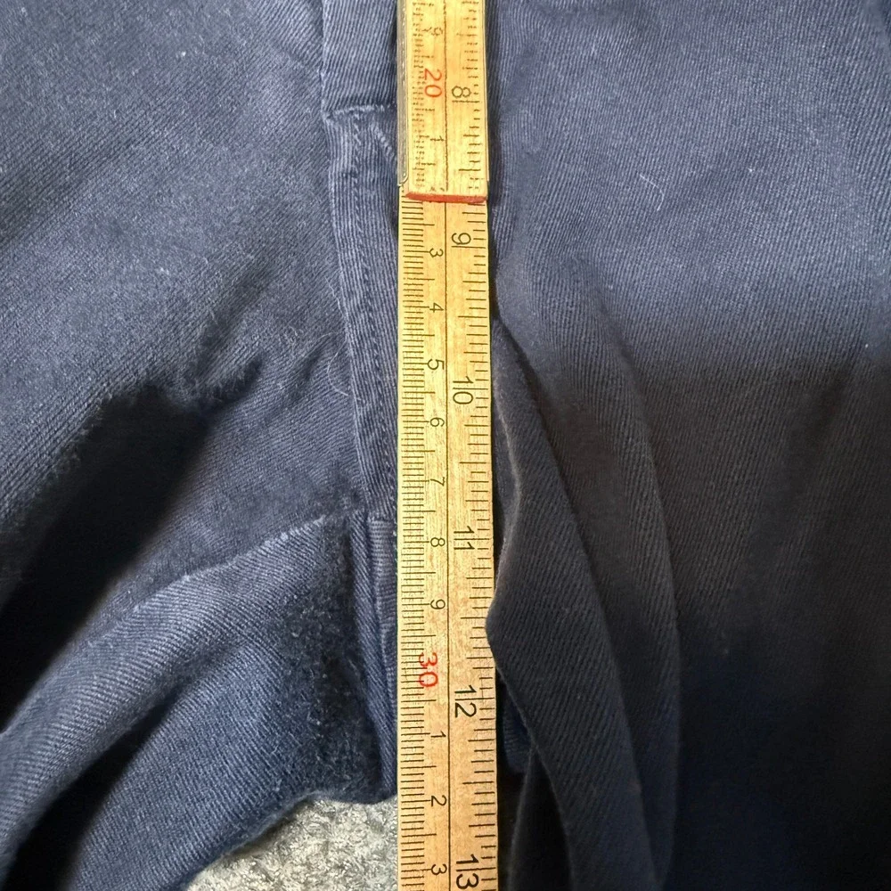 J Crew Stretch Chino Pants Mens 33x28 Navy Blue Stretch Flat Front Cotton Casual